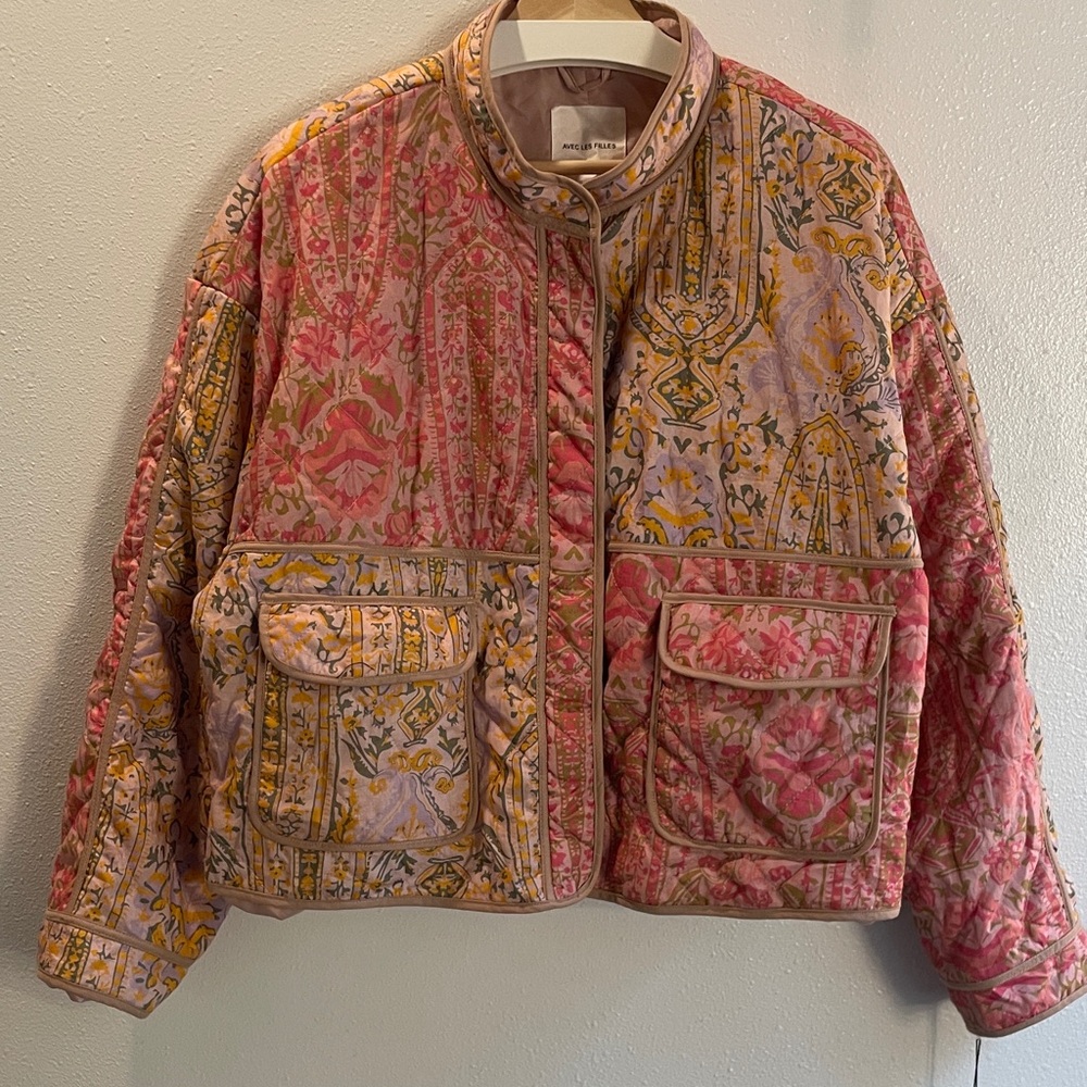 Avec Les Filles - NWT - Pink and Yellow Floral Puffer Jacket